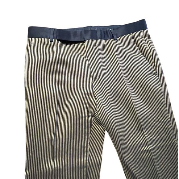 Haider Ackermann Dress Pants Mens 34x25 Stripes Gold Black Silk Wool Romania - Picture 1 of 13